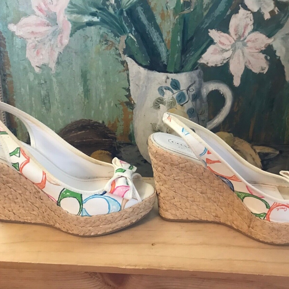 Coach Multicolor Floral Print Espadrille Wedges - Picture 7 of 9